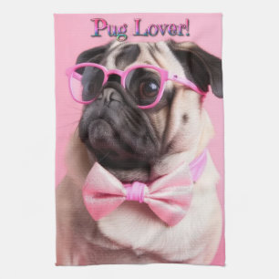Toalla de cocina para amantes de Pug lindos