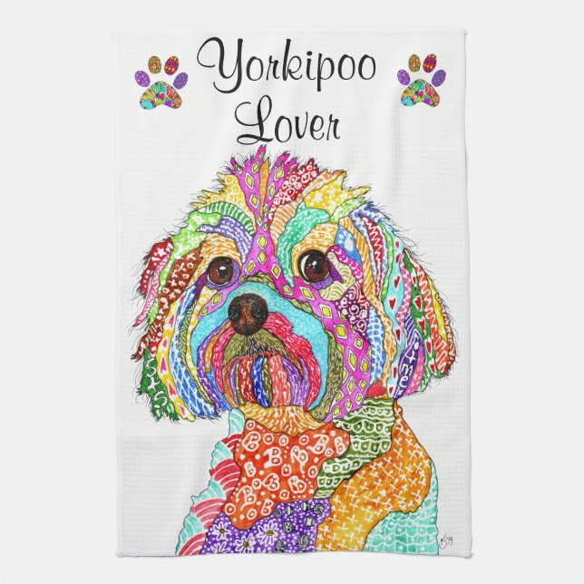 Toalla de cocina para amantes de YorkiPoo de KHS C (Vertical)
