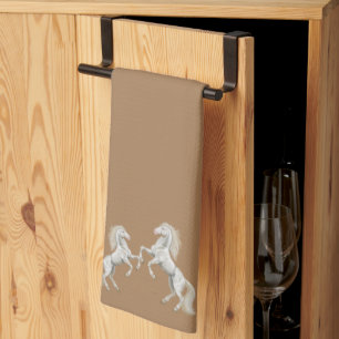 Toalla de cocina para caballos blancos beige