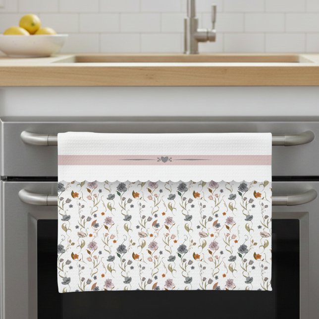 Toalla de Cocina para Calentar la Casa con Patrón  (Elevate your kitchen decor with this charming, elegant floral kitchen towel)
