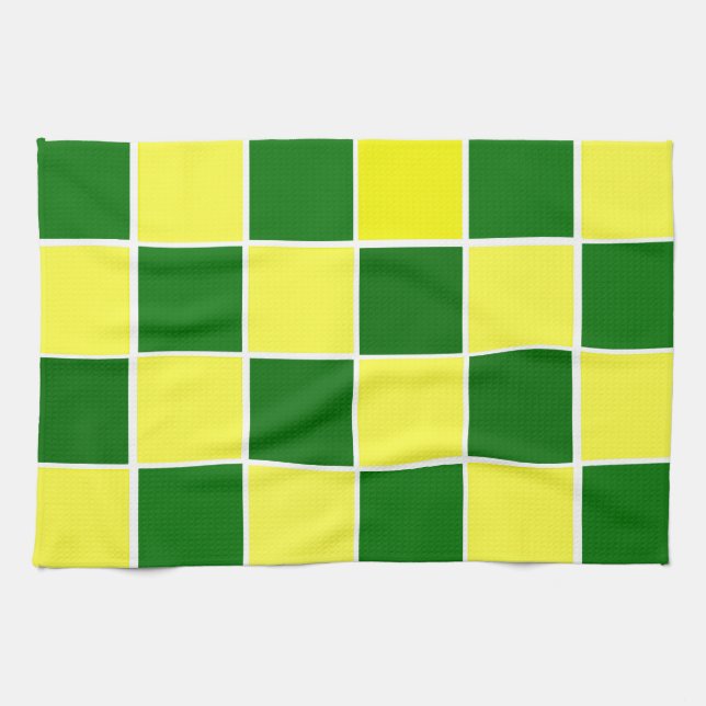 Toalla de cocina para chequeros blancos, amarillos (Horizontal)