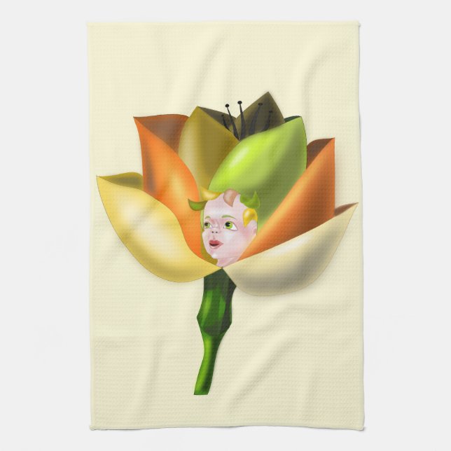 Toalla de cocina para chicas floridas (Vertical)