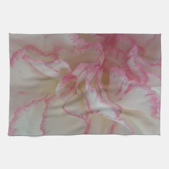 Toalla de cocina para claveles blancos y rosas (Horizontal)