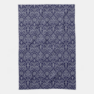 Toalla de cocina para damasquetes azul y blanco de