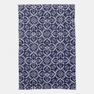 Toalla de cocina para damasquetes azul y blanco de