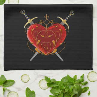 Toalla de cocina para el corazón y los dagas