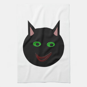 Toalla de cocina para gato negro de Halloween