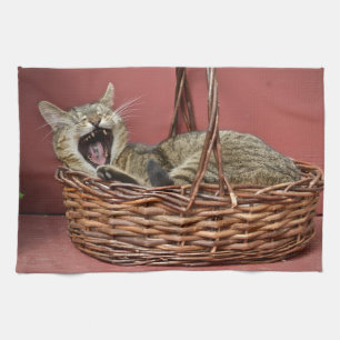 Toalla de cocina para gatos Yawning Kitty