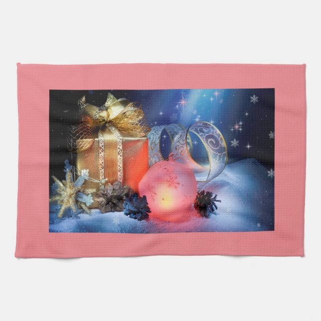 Toalla de cocina para navidades con regalos y ador (Horizontal)