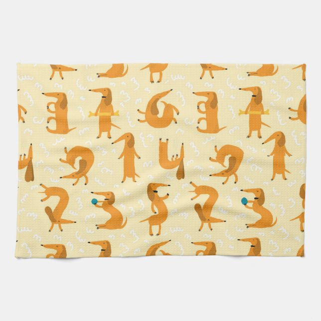 Toalla de cocina para salchicha Diseño caprichoso  (Horizontal)