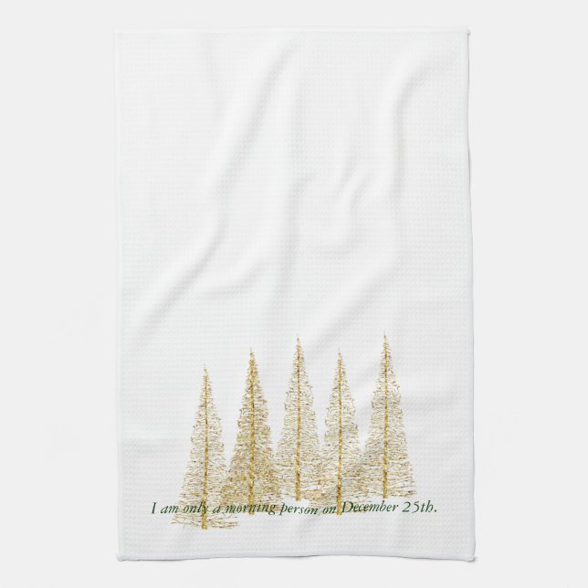 Toalla de cocina para té de mañana de Navidad dora (Vertical)