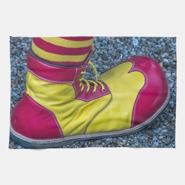 Toalla de cocina para zapatos de payaso rojo y ama (Horizontal)