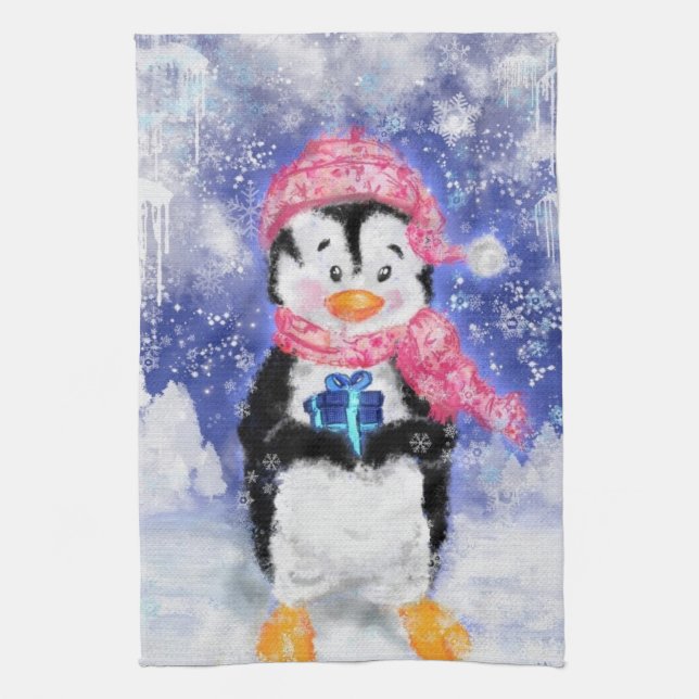Toalla de cocina Penguin para navidades (Vertical)