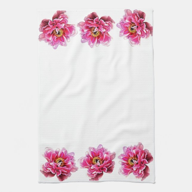 Toalla de cocina - Peonies rosas (Vertical)