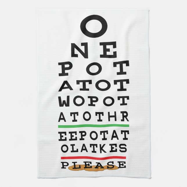 Toalla de cocina Personaliza Latkes Eye Chart (Vertical)