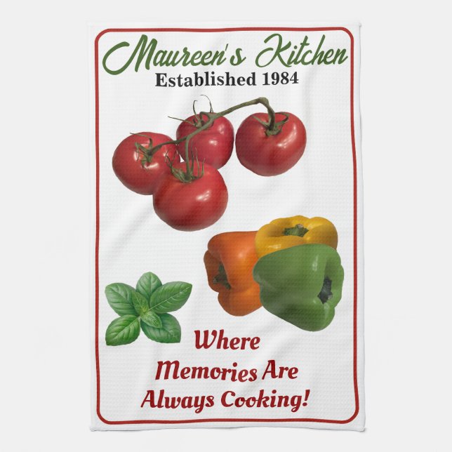 Toalla de cocina personalizada "Añadir tu nombre" (Vertical)