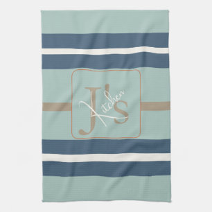 Toalla de cocina personalizada azul pizarra menta