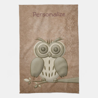 Toalla de cocina personalizada búho retro lindo