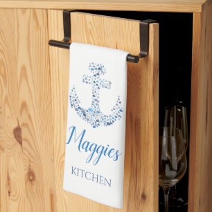 Toalla de cocina personalizada con ancla y pescado