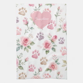 Toalla de cocina personalizada con nombre, rosa y