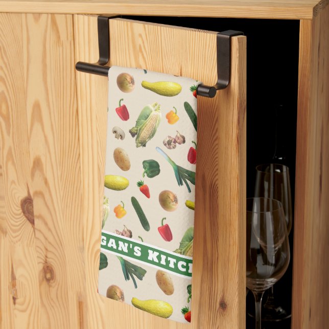 Toalla de cocina personalizada con patrón de verdu (Pliegue de tercios)