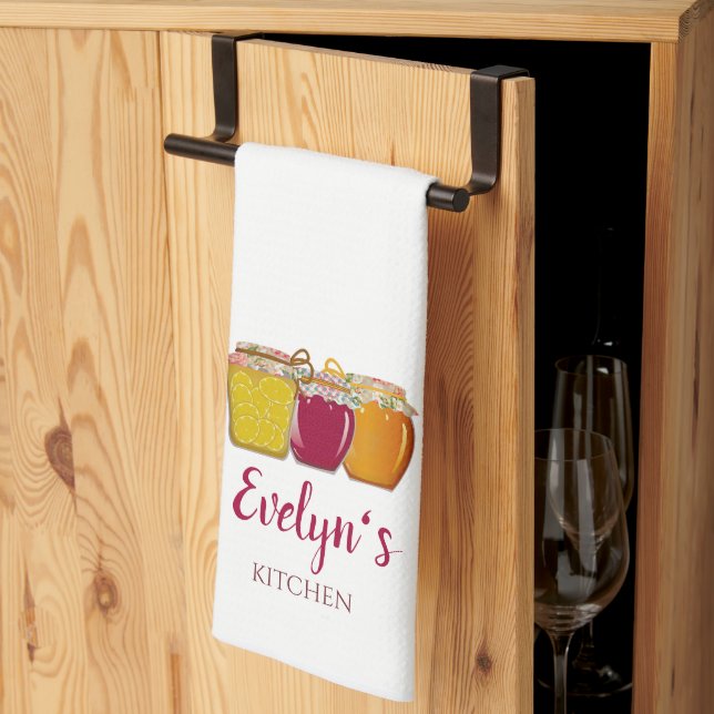Toalla de cocina personalizada con tarros de merme (Pliegue de tercios)