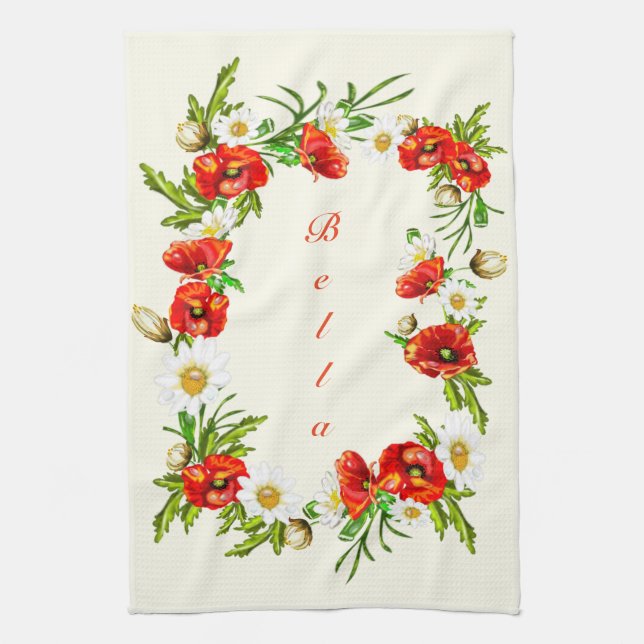 Toalla de cocina personalizada con tu nombre Flore (Vertical)