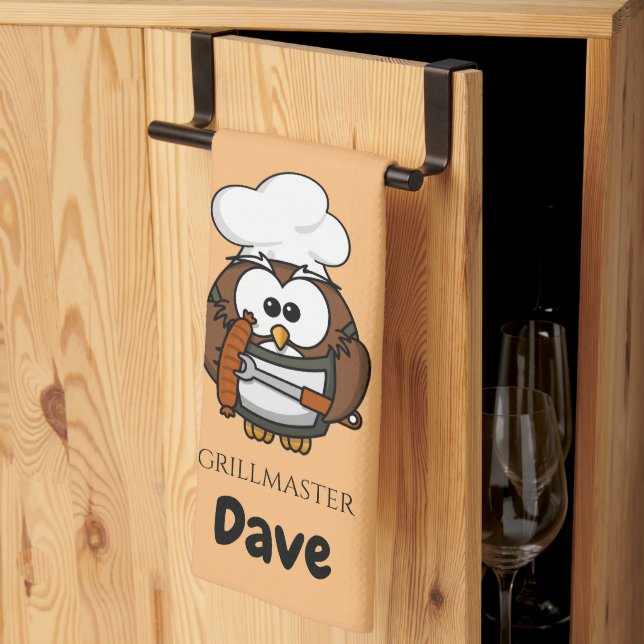 Toalla de cocina personalizada Cute Owl Grillmaste (Pliegue de tercios)