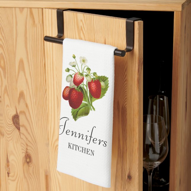 Toalla de cocina personalizada de fresa Fresas (Pliegue de tercios)