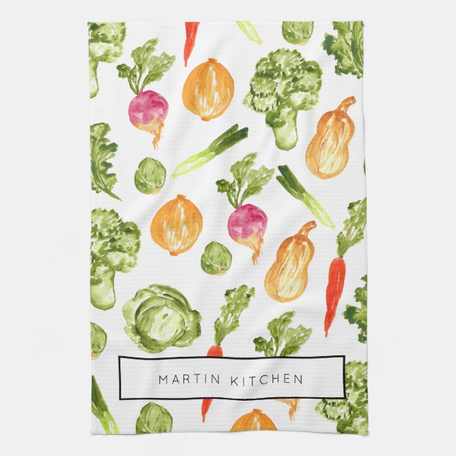 Toalla de cocina personalizada de ilustracion vege (Vertical)
