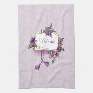 Toalla de cocina personalizada de Lilacs de época