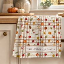 Toalla de Cocina Personalizada de Otoño con Cuadro