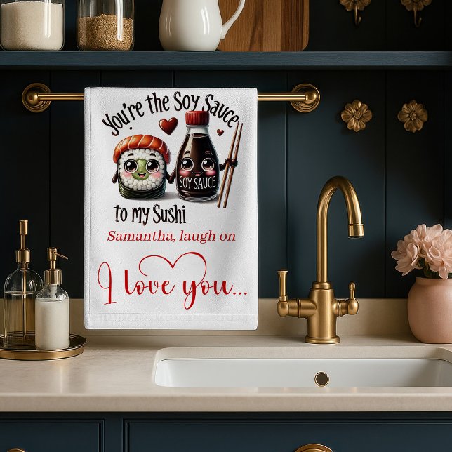 Toalla de cocina personalizada de San Valentín Cut (Personalized Valentine Kitchen Towel Cute Food)