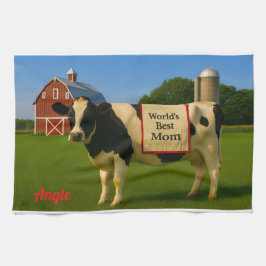 Toalla de cocina personalizada de vaca dulce para