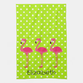 Toalla de cocina personalizada Flamingos rosados t