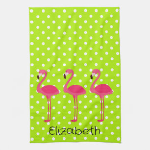 Toalla de cocina personalizada Flamingos rosados t
