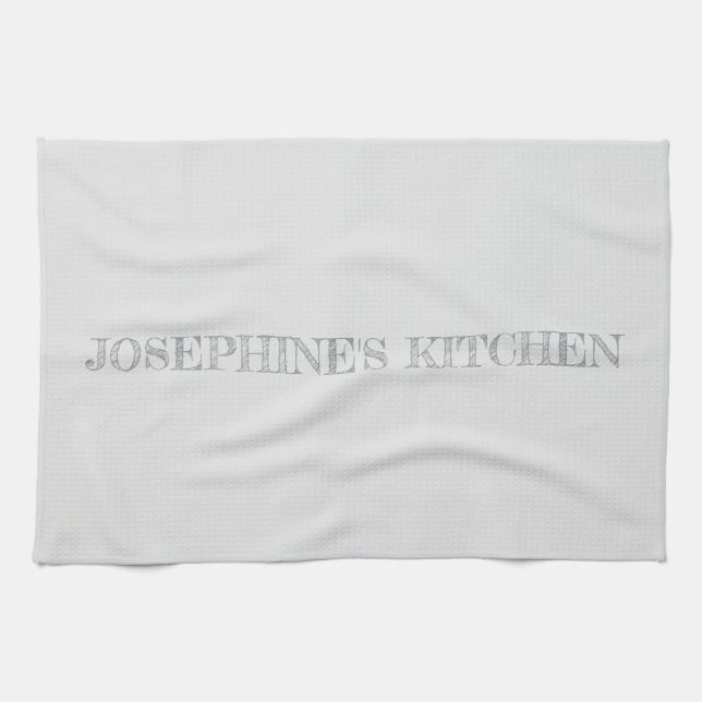Toalla de cocina personalizada gris claro moderna  (Horizontal)
