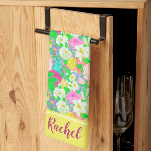 Toalla de cocina personalizada jardín de primavera
