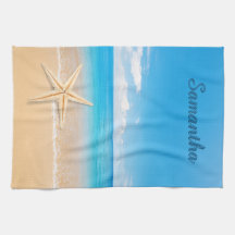 Toalla de cocina personalizada junto al mar