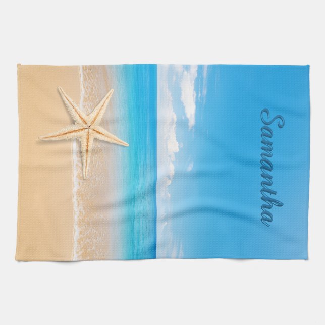 Toalla de cocina personalizada junto al mar (Horizontal)
