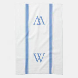 Toalla de cocina personalizada Monograma Blue Stri
