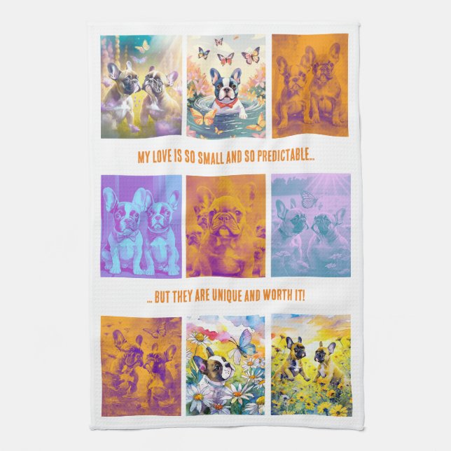 Toalla de cocina personalizada para Bulldoges fran (Vertical)