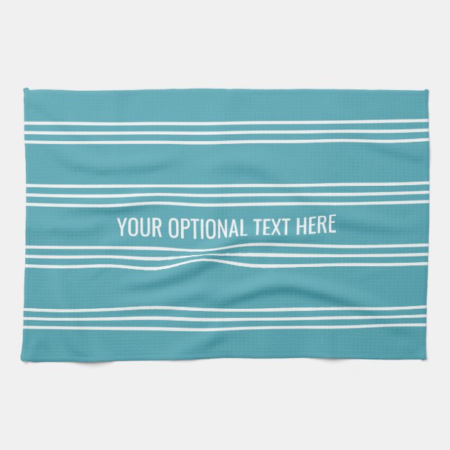 Toalla de cocina personalizado de rayas turquesas (Horizontal)
