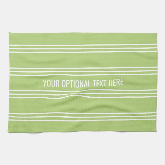 Toalla de cocina personalizado Lime Green Stripes (Horizontal)