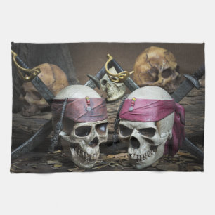 Toalla de cocina Pirate Skulls