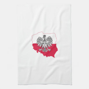 Toalla de cocina polaca de la bandera del mapa