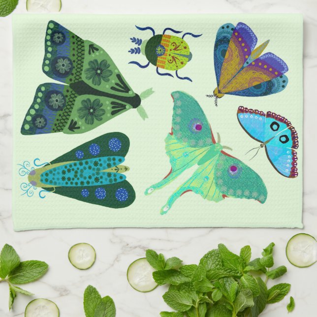Toalla de cocina Pretty Butterfly and Moth (Doblado)