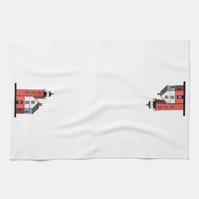 Toalla de cocina redonda del faro de la isla de (Horizontal)