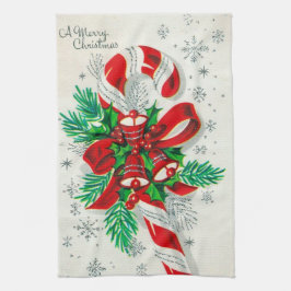 Toalla de cocina retra del bastón de caramelo del