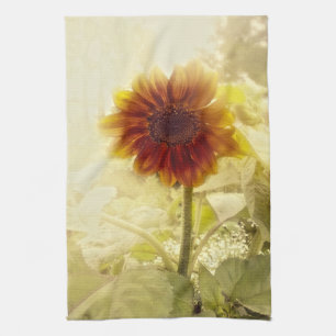 Toalla de cocina retra polvorienta del girasol